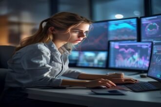 Ilustrasi using ai assistants in daily marketing tasks